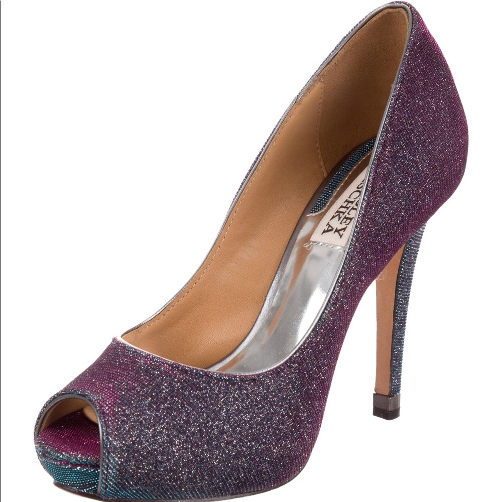 Iridescent Badgley Mischka peacock heels